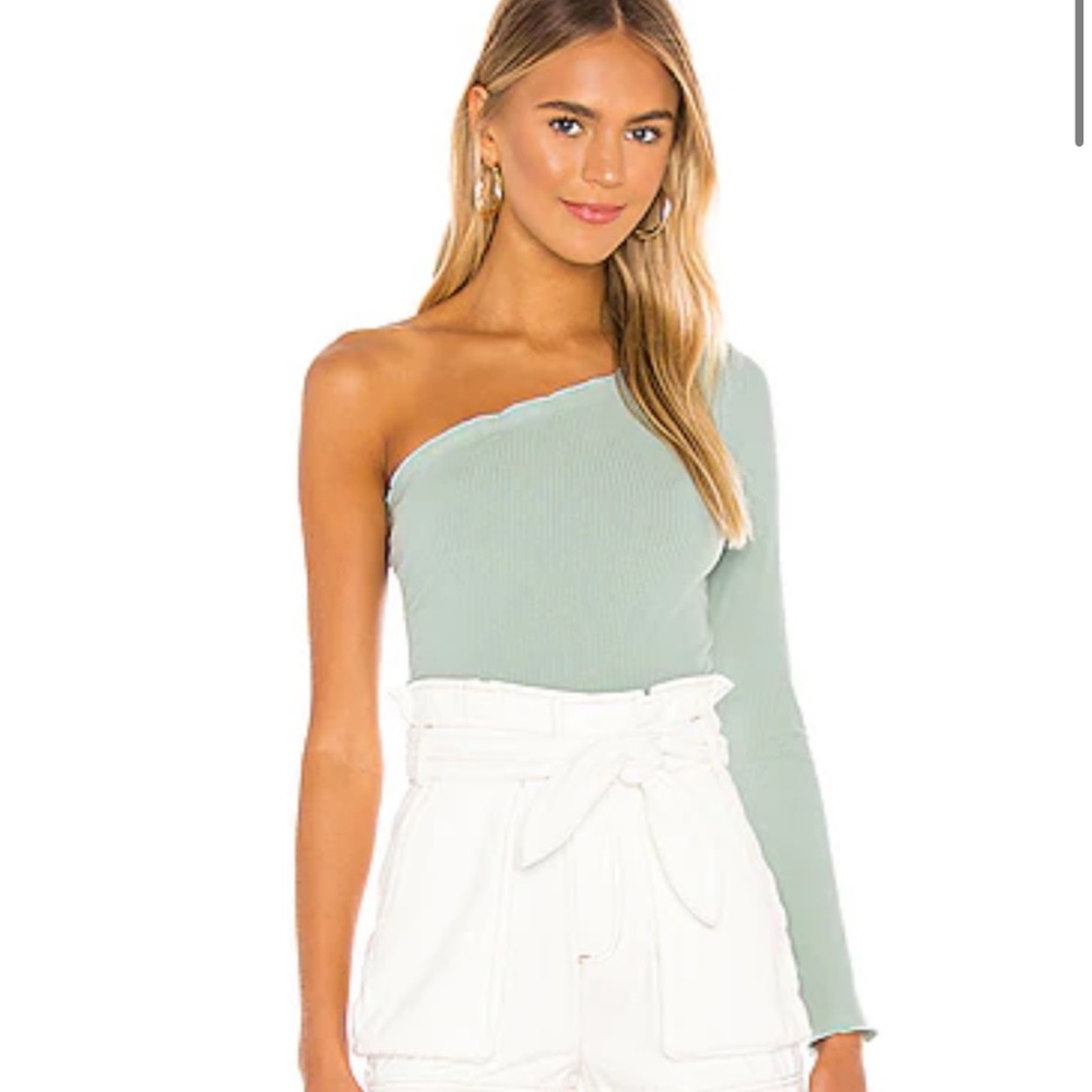 Superdown Sandra one shoulder top in sage